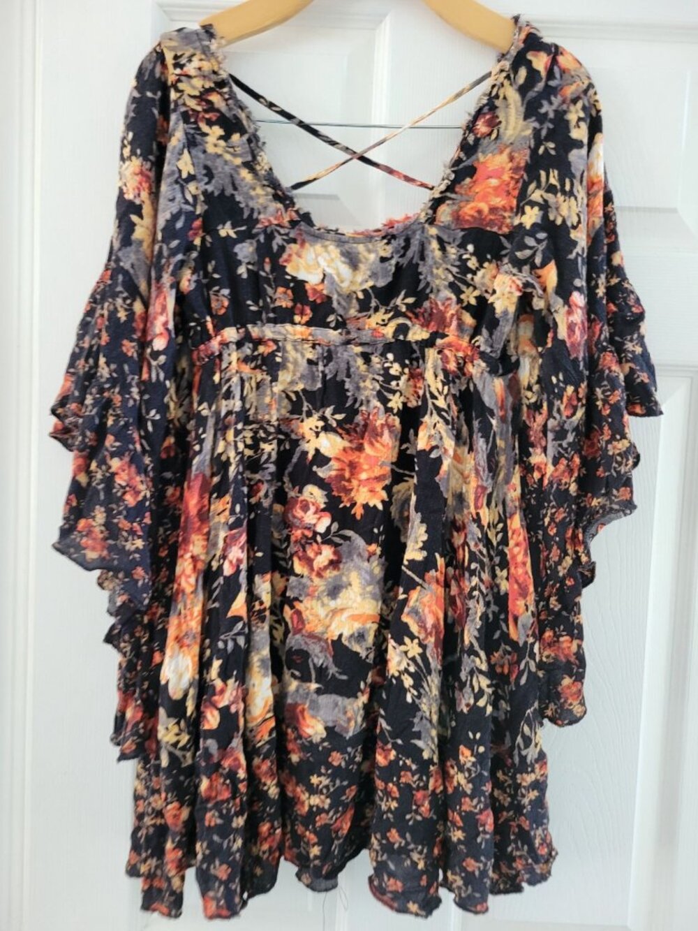 Free People Mini Boho floral Dress size XS bell sleeve coastal cowgirl Fairy - Picture 11 of 11